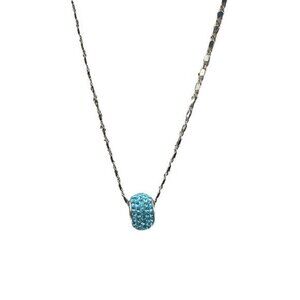 Aquamarine Crystal Necklace Women 18in Blue Silver Tone Dainty‎ Boho